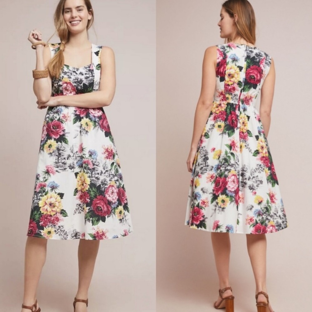 Anthropologie Amelia Floral Sweetheart Neckline Dress - Picture 5 of 9